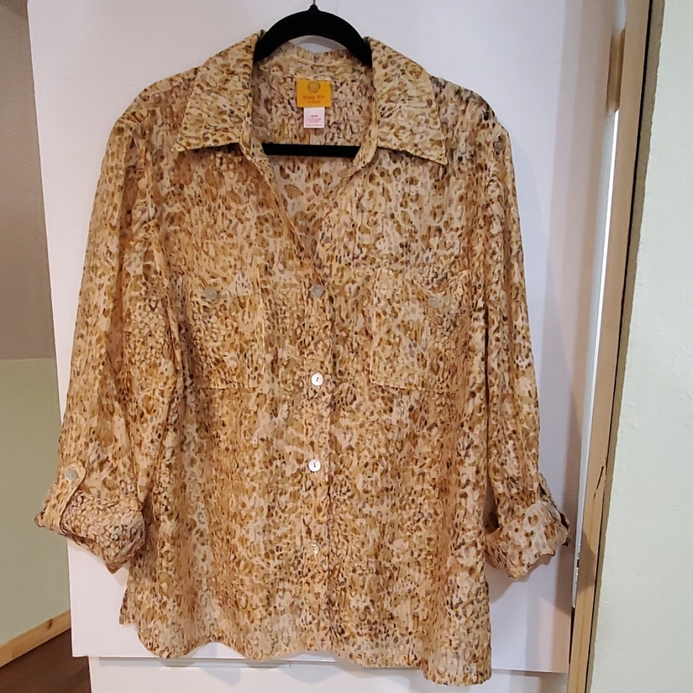 Ruby Rd Sheer Leopard Print Blouse Size 16W